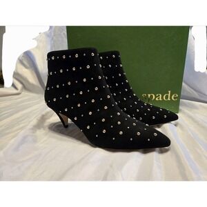 Kate Spade Starr Studded Suede Ankle Boots Gold/Silver Embellishments 8M 2.5"